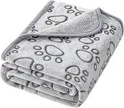 Paw Print Blanket - Soft Fleece Pet Throw, Washable Dog Blanket | Warm Flannel Puppy Mat, Cute Cat Blanket, Cozy Animal Cover for Crate Couch Sofa Travel, Small Dog Sleeping Bedding for Indoor Use