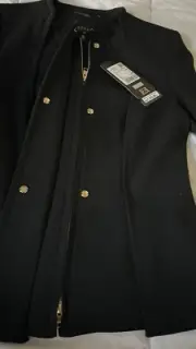 Stunning Escada Black Zip Up/press Gold Buttons Blazer Size 36 Italy