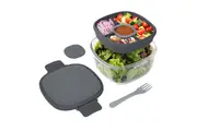 Bentgo All-In-One Glass Salad Container To Go Dressing Lunch Box Set Dark Grey