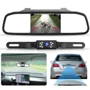 License Plate Car Reverse Parking Camera & HD 4.3" Rear View Mirror Monitor Clip
