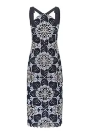 NEW Alice McCall Size 14 'Afternoon' Midi Dress Indigo Blue Embroidered RRP $425