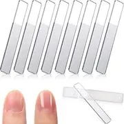 8 Pieces Nano Glass Nail Shiner Glass Nail Files Crystal Nail Shine Buffer Polisher with Case for Natural Nails (White)