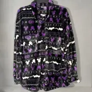 Disney Mickey Mouse Soft Plush Jacket XL Halloween Purple Black Goth Viral