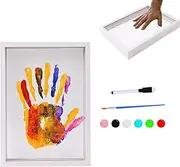 Family Handprint Keepsake Kit | Family Handprint Frame Kit | Handprint and Footprint Frame Kit | Home Decor for New and Expecting Parents Includes 6 Paint Colors and 4 Transparent Sheets