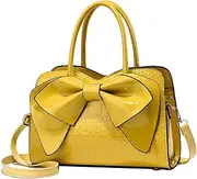 [XingChen] Shiny Women Handbag Patent Leather Bowknot Purse Charm Glossy Top-Handle Satchel Tote Fashion Shoulder Bag