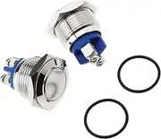2X 16mm Anti-Vandal Momentary Metal Stainless Steel Push Button Switch Flat Top