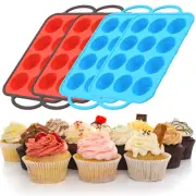 2Pcs Silicone Muffin Pan Reinforced Frame Silicone Muffin Tray 12 Cups Leko
