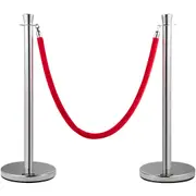 Crowd Control Stanchion Stanchion Set 2 Pieces Set with Red Velvet Rope