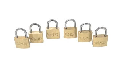 20mm Small Mini Brass Padlock with Brass Chromed Keys Pack of 6 All Keyed Alike