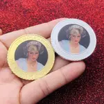 英國戴安娜王妃鍍金彩繪紀念章 工藝金幣硬幣把玩紀念幣