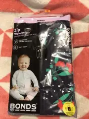 BONDS ZIP WONDERSUIT Bush Flowers SZ 00 Bnip (Acc318)