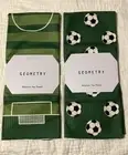 Geometry Kitchen Tea Towels Coordinating Green Soccer Prints SET OF 2 New!!