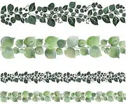 Eucalyptus Bulletin Board Border 36ft Greenery Leaves Border Die-Cut Paper Trim for Classroom Decoration Two Sided School Family Party Home Decor