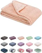 Fuzzy Blanket or Fluffy Blanket for Baby, Soft Warm Cozy Coral Fleece Toddler, Infant or Newborn Receiving Blanket for Crib, Stroller, Travel, Decorative (28Wx40L, XS-Peach)