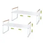 Expandable Kitchen Countertop Shelf 2 Pack--7.08''D*13-20''W*10.8''H White