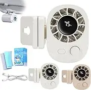 Car Clip On Fan With Led Display,Mini Waist Clips Fans,Portable Rechargeable Personal Fan,USB Rechargeable Personal Cooling Fans,For Car, Clothes & More(Beige)