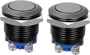 ELAYARD 2pcs Push Button Black Shell Momentary One-Key Start for Doorbell Replacement and Industrial Use