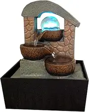 ARTINEST Tabletop Water Fountain with LED Lights - Gray Brown Buddha Indoor - Outdoor Waterfall - Quiet and Relaxing Water Fountain Feature - Medium 23 Inch Home Decor (Size: 28 x 20.5 x 18 cm)