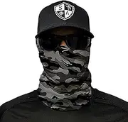 SA Fishing Face Shields ** 40+ Designs Available ** Quality Bandana/Multifunctional Scarf/Tube Scarf/Neckerchief Made of Fabric & SPF 40 - Face Masks by SA Company Grey Military Camo