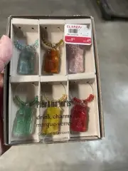 Set of 6 Pier 1 Imports Glass Mason Jar Wine Glass Drink Charms NIB