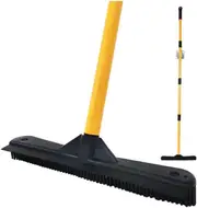 Pet Hair Removal Broom with Squeegee,Soft Silicone Bristle Broom for Cat Dog Hair Hardwood(Orange