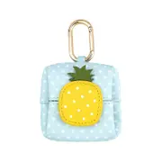 Pineapple Pattern Blue Plaid Cute Multifunctional Mini Leather Coin Purse with Keychain for Lipstick, Bluetooth Earbuds, and Small Essentials