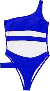 [Generic] Women's Sexy One Piece Swimsuit One Shoulder Cut Out Ribbed Swimwear Bathing Suits High Cut Backless High Waist Monokini