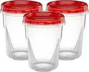 Elegant Disposables (32 Ounce 10 Pack) Twist cap Containers Clear Bottom With Red Top Screw on Lids Twist Top Food Storage Freezer Containers