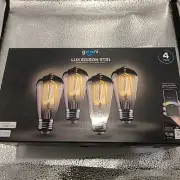 Geeni LUX Edison ST21 (ST64) Edison WiFi LED Smart Bulb, 8W, E26 Base 4 Pack
