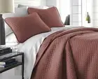 Solid Marsala Red Checked 3pc Quilt Set Twin XL Full Queen Cal King Bed Coverlet