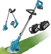 Telescopic Lightweight Grass Trimmer with 2 Batteries Compatible with 48V Battery, Electric Garden Strimmer Grass Cutter, for Lawn Edger Pruning Weed