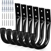 Heavy Duty Garage Storage Hooks, 6-piece Bike Hooks for Wall, Black