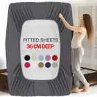 Full Fitted Sheet 36cm Extra Deep Pocket Elastic Bed Sheets All Sizes King Queen