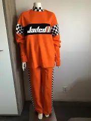 NWT Jaded London Orange Checkerboard Sweat Suit Pants Sweatshirt Streetwear M