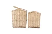 2 Piece Wicker Storage Baskets With Lid Set