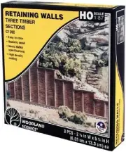 Woodland 1260 HO Scale Timber Retaining Walls 3 Sections New Free Ship