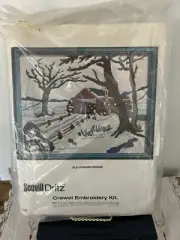 Scovill Dritz CREWEL EMBROIDERY KIT Old Covered Bridge 6108 SEALED NOS NIB