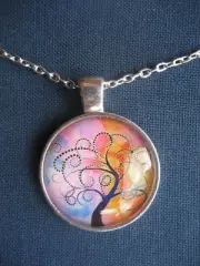 Silver Tree of Life "Autumn" Metal Pendant Necklace Cosmic