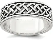 [JewelryWeb] 925 Sterling Silver Solid Polished Artisan Oxidized Weave Design Ring Band Style-Ring for Women