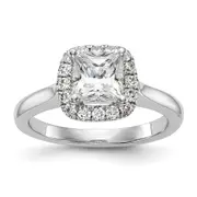 0.75ct. CZ Solid Real 14K White Gold Princess Cushion Halo Engagement Ring