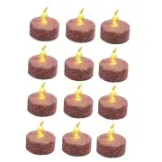 12pcs Flameless Tealight Candles with Timer for Pink Glitter