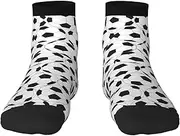 [JEJEA] Black and White Soccer Ball Pattern print Men's Athletic Cushioned Crew Socks Crew Training Athletic Socks Men and Women for Sports