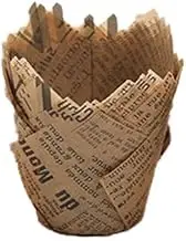 AIMALL 300 PCS Cafe Style Muffin Cases Wrappers Liners Cups Newsprint, 1.97-Inch Base, 3.15-Inch Height, Perfect for Large Muffins and Sponge Cakes