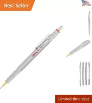 0.7mm Silver Metal Mechanical Pencil - Twist and Click Retractable Mechanism