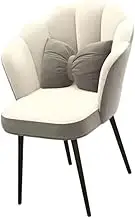 Vanity Stool Dressing Chair Modern Fashion with Backrest Soft Makeup Chair Accent Chair for Cafe Living Room Dressing Room, White Gray