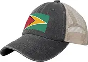 [Generic] Flag of Guyana Cowboy Mesh Baseball Cap for Guyanese Man Woman Outdoor Adjustable Denim Hat