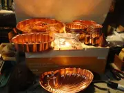 23 piece COPPER JELLO MOLDS BOX SHAMROCKS CHERRIES ST PATRICKS DAY