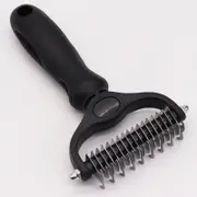 Pet Grooming Brush - Double Sided Shedding and Dematting Undercoat Rake Comb for Dogs and Cats,Extra Wide, Black