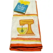 Kitchen Mixer Cotton Towels Embroidered Applique Orange Yellow White 2-Piece NWT