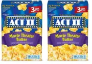 Movie Theater Butter Microwave Popcorn, 3 Ct 2.75 Oz Bags (Pack of 2)